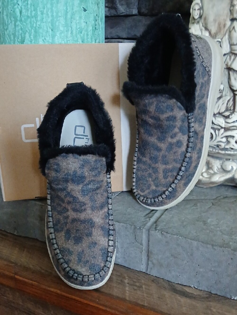 Hey Dude Leopard Print Slip-On Clog - Brown Black